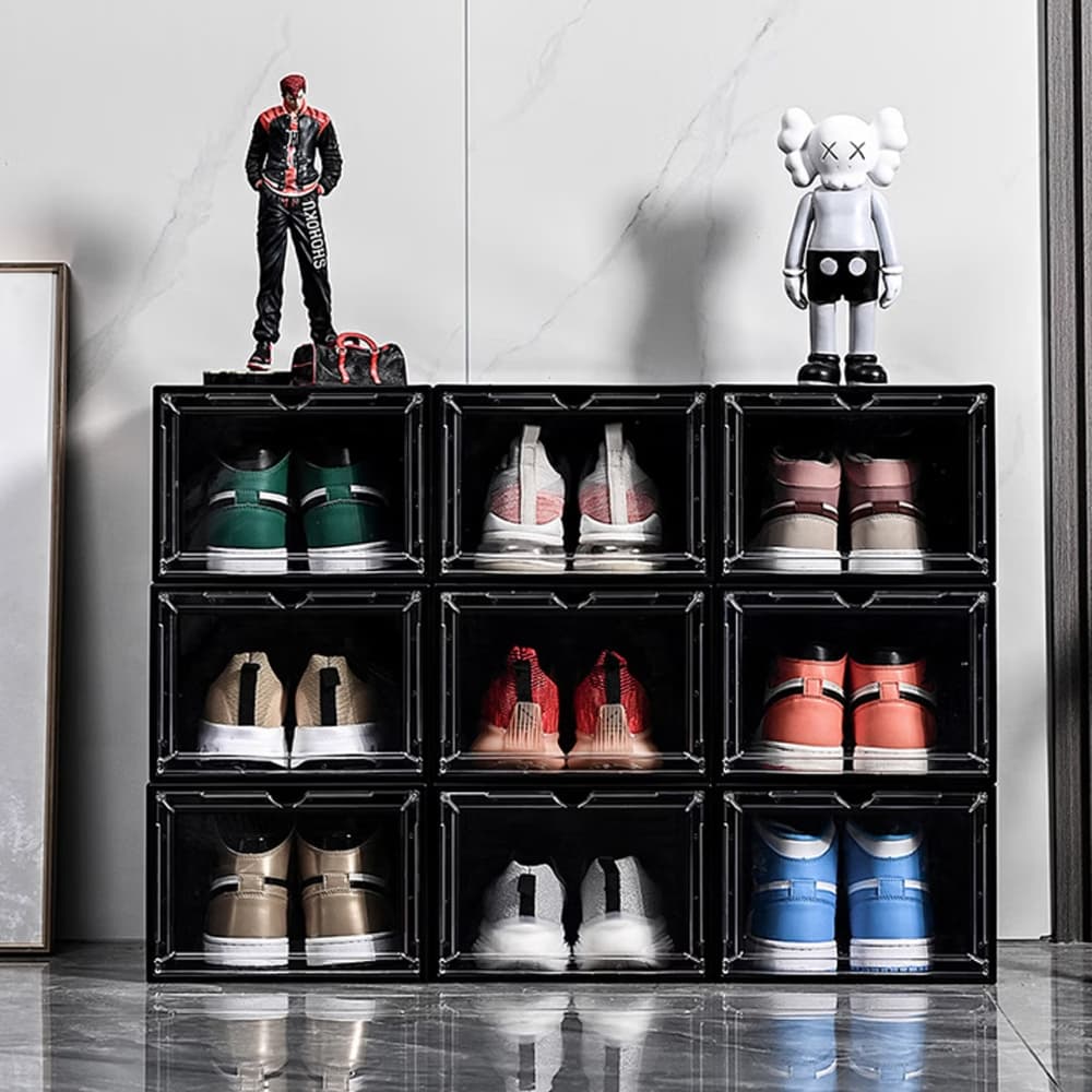 กล่องใส่รองเท้าtower boxs แบบใส ฝาเปิดฝาหน้า กล่องใส่รองเท้าลิ้นชัก วางซ้อนกันได้ รูปที่ 9