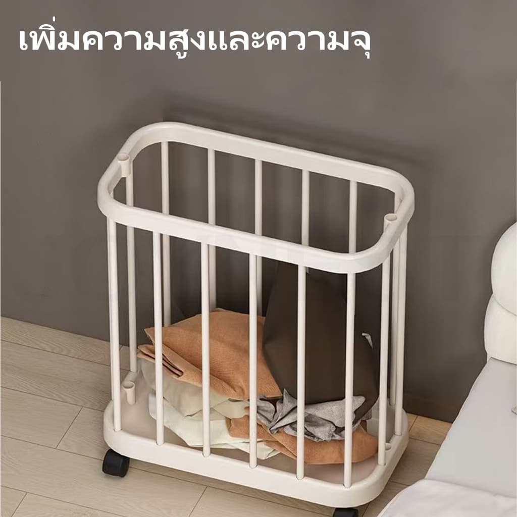 JOYNEST ตะกร้าซักผ้ามีล้อ ใส่ช่องแคบ เก็บผ้าสกปรก เคลื่อนย้ายสะดวก จุเยอะ แข็งแรง ทนทาน รูปที่ 4