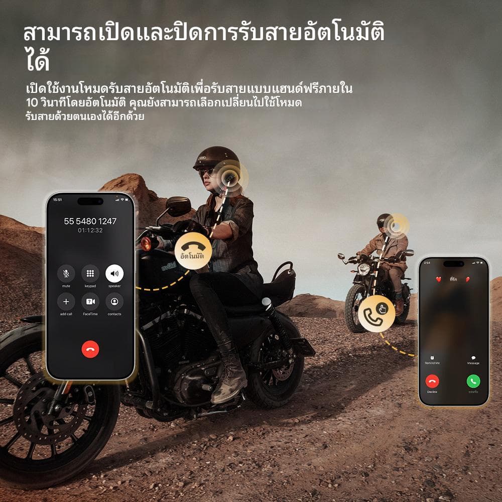 GEARELEC H8 หมวกกันน็อคบลูทูธ บลูทูธ 5.3 กันน้ำ IP67 ลดเสียงรบกวนอัจฉริยะ CVC&DSP แบ่งปันเพลง เอฟเฟกต์เสียงอีคิว FM รูปที่ 6