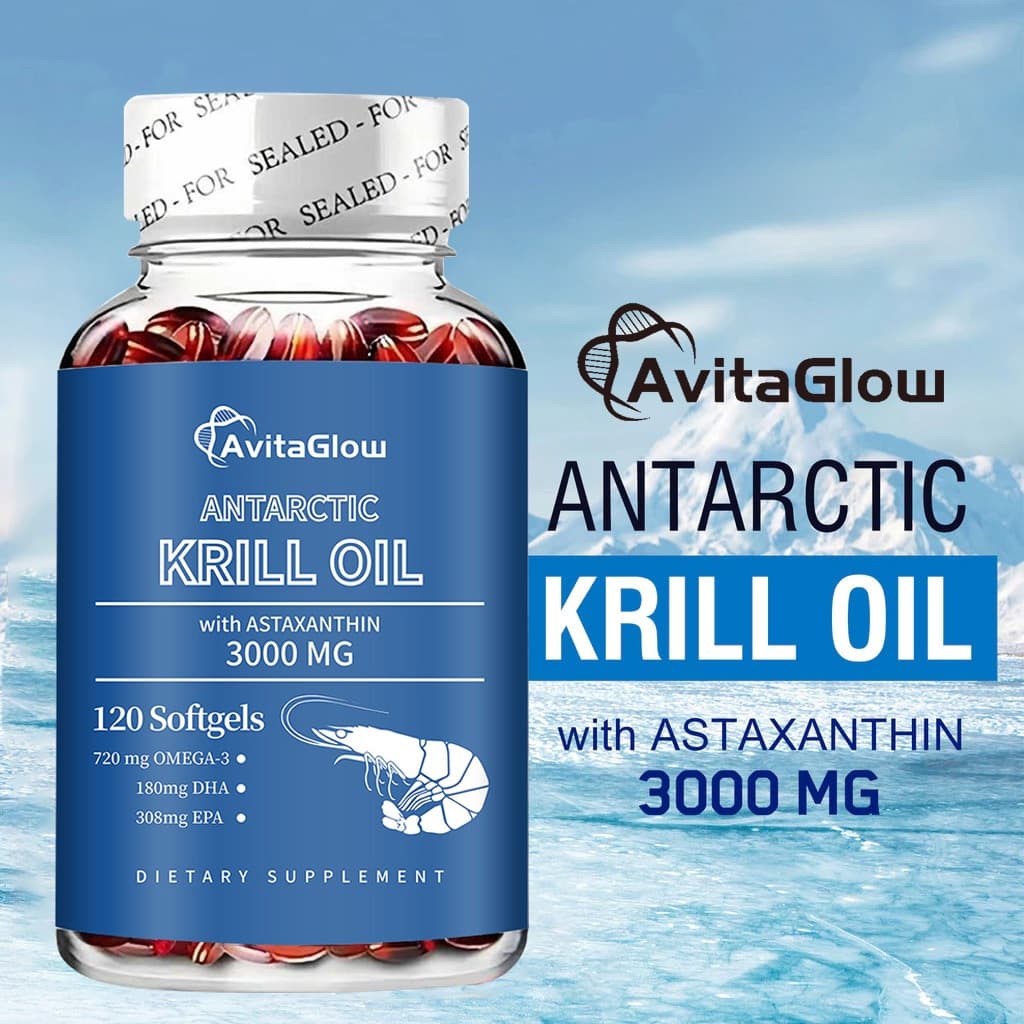 น้ํามัน Krill แอนตาร์กติกสําหรับ Total Wellness - รองรับสมอง สุขภาพร่วมและหัวใจ - 30/120 แคปซูล รูปที่ 1