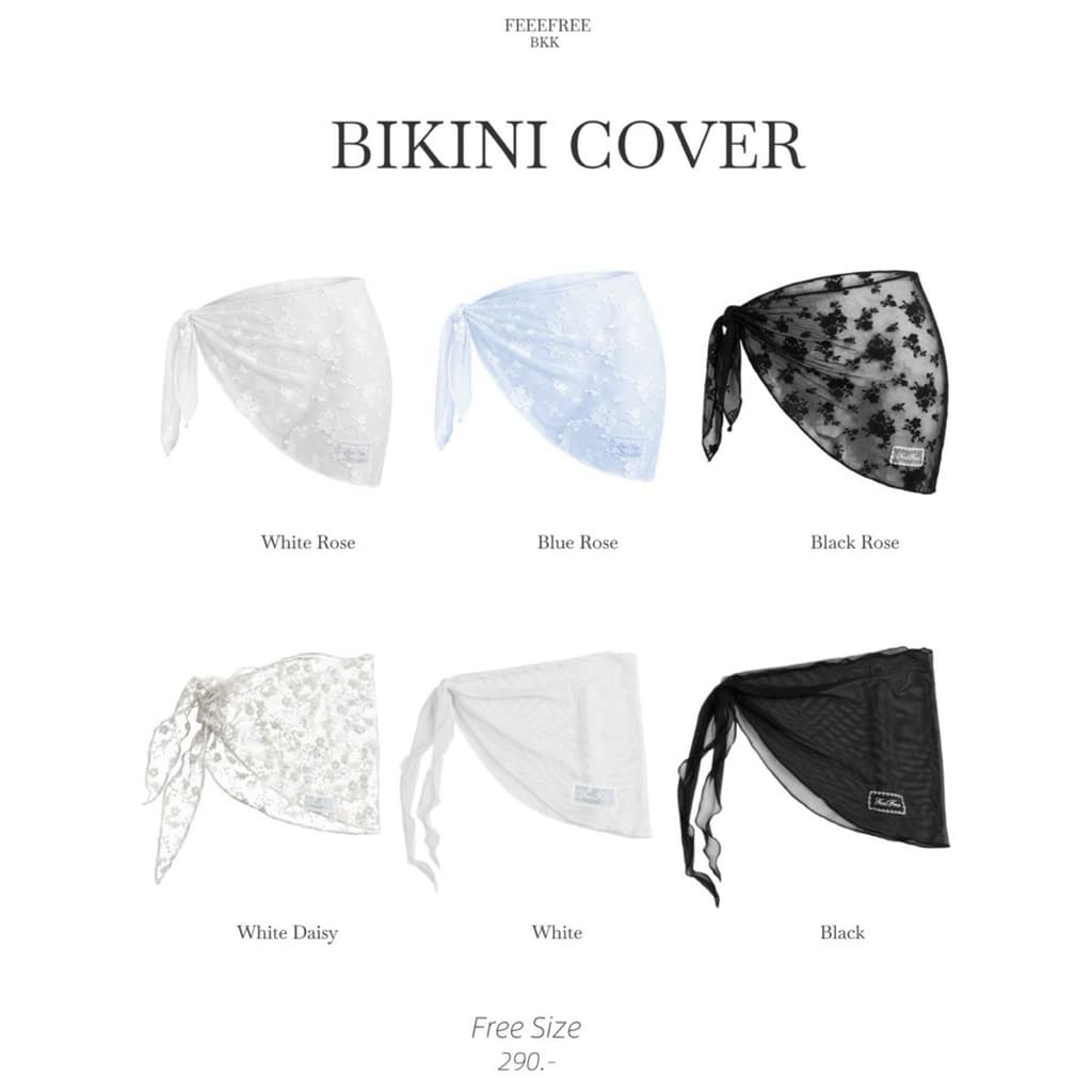 Bikini Cover 290.- ผ้าคลุมบิกีนี่กันโป๊ ผ้าลูกไม้เนื้อนุ่ม ปักป้ายทอแบรนด์Feelfree.bkk รูปที่ 2