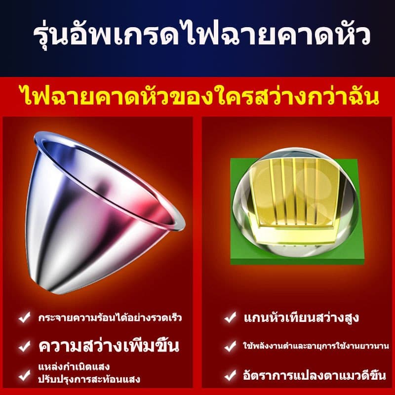 สว่างขึ้น8เท่าไฟฉายคาดหัวแท้LEDกันน้ำทนทาน ไฟฉายคาดหัว ไฟคาดหัวแรงสูง ไฟส่องกบ ไฟส่องสัตว์ ไฟฉายแรงสูง ไฟสายคาดหัว รูปที่ 6