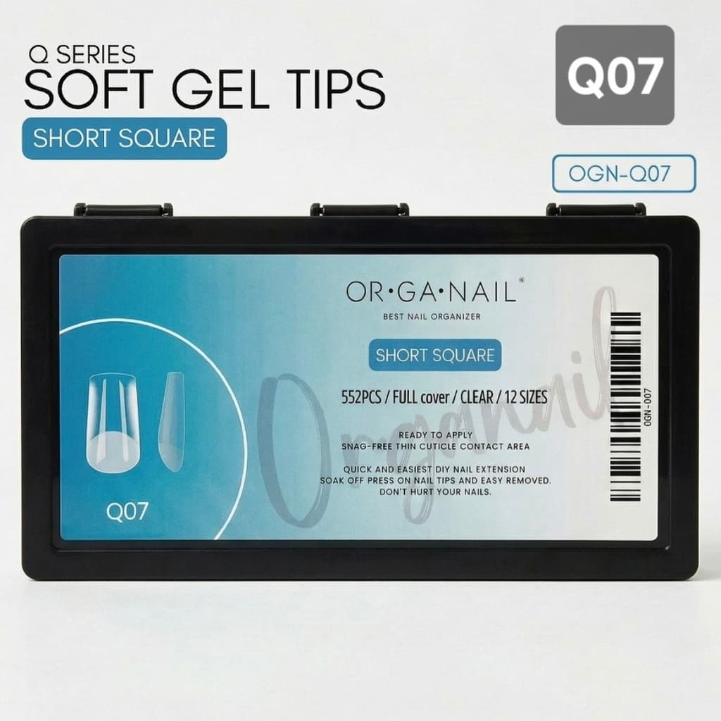 ORGANAIL Soft Gel Tip Black⬛​Box PVCกล่องดำ #Q01-Q10 หลายตัวเลือก 12size/552pcs. ใช้ต่อเต็มเล็บ รูปที่ 7