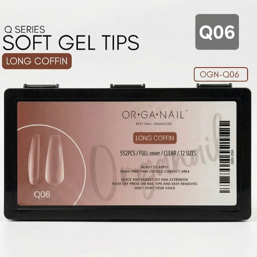 ORGANAIL Soft Gel Tip Black⬛​Box PVCกล่องดำ #Q01-Q10 หลายตัวเลือก 12size/552pcs. ใช้ต่อเต็มเล็บ รูปที่ 6