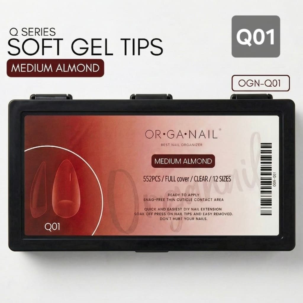 ORGANAIL Soft Gel Tip Black⬛​Box PVCกล่องดำ #Q01-Q10 หลายตัวเลือก 12size/552pcs. ใช้ต่อเต็มเล็บ รูปที่ 5