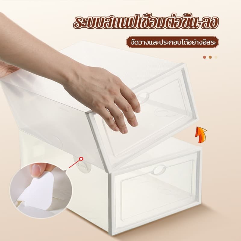 กล่องรองเท้า กล่องใส่รองเท้า ทนแรงกด ที่ใช้ใส่รองเท้า กล่องรองเท้ากันน้ำ ฝาครอบสามารถเปิด กันฝุ่น กล่องเก็บรองเท้า รูปที่ 7