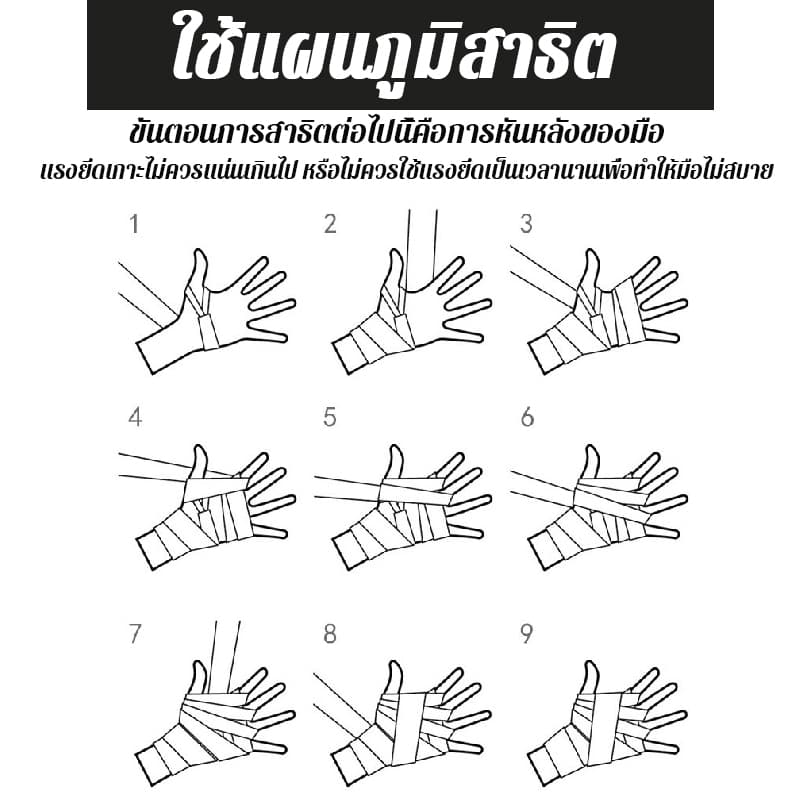 ผ้าพันแผลชกมวย สายรัดนวมชกมวย สันดาสู้ๆ ผ้าพันแผลมือมวยไทย สายรัดมือ รูปที่ 9