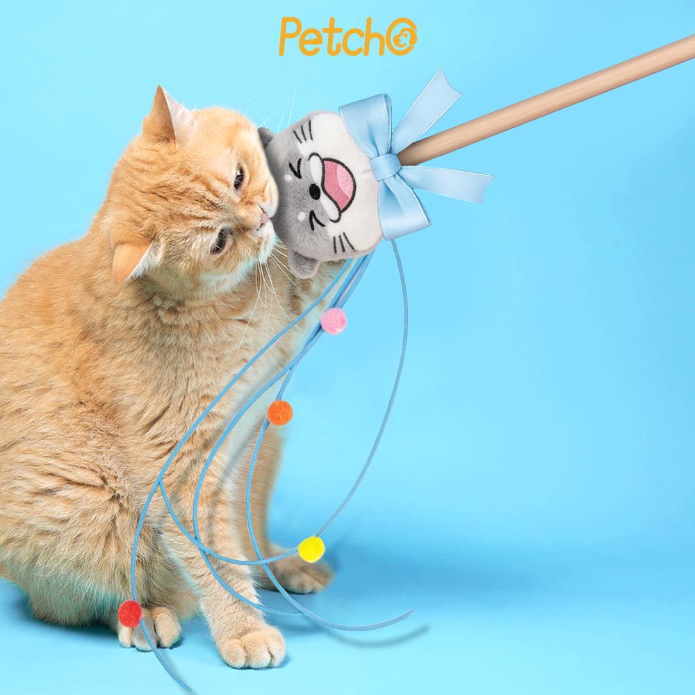 Petcho ของเล่นแมว ไม้ตกแมว มีกระดิ่งและลูกบอลสีสัน คลายเครียด คลายเหงา Choyang Cat Teaser รูปที่ 6