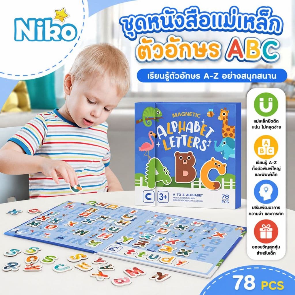 NIKO ของเล่นแม่เหล็กต่อจิ๊กซอว์สำหรับเด็ก 3+ ขวบ เสริมพัฒนาการและความคิดตรรกะ รูปที่ 1