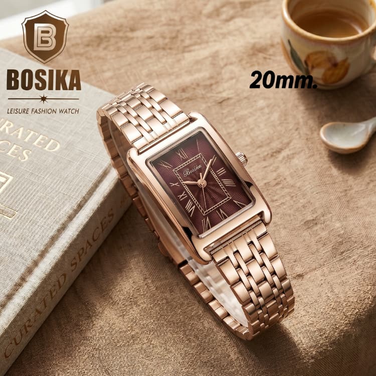 BOSIKA#BG-018 นาฬิกาข้อมือดีไซน์เลขโรมันหน้าปัดทรงสี่เหลี่ยม ขนาด20มิล รูปที่ 4