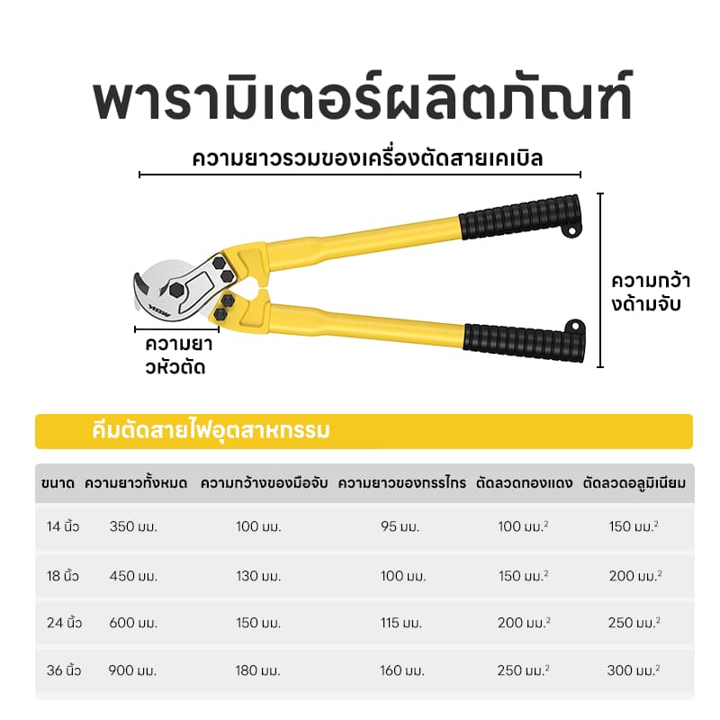 Maybuck Japan คีมตัดสายเคเบิ้ล รุ่นงานหนัก 14 นิ้ว / 18 นิ้ว / 24 นิ้ว / 36 นิ้วCable Cutter คีมตัดสาย คีม คีมตัดเคเบิ้ล รูปที่ 8