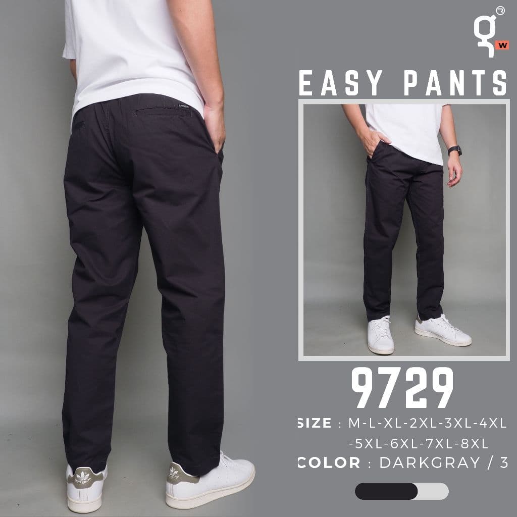 GOODWIN - 9729 EASY PANTS กางเกงขายาว ผู้ชาย ผ้าคอตต้อน100% เอวยืดมีเชือกผูก รูปที่ 3