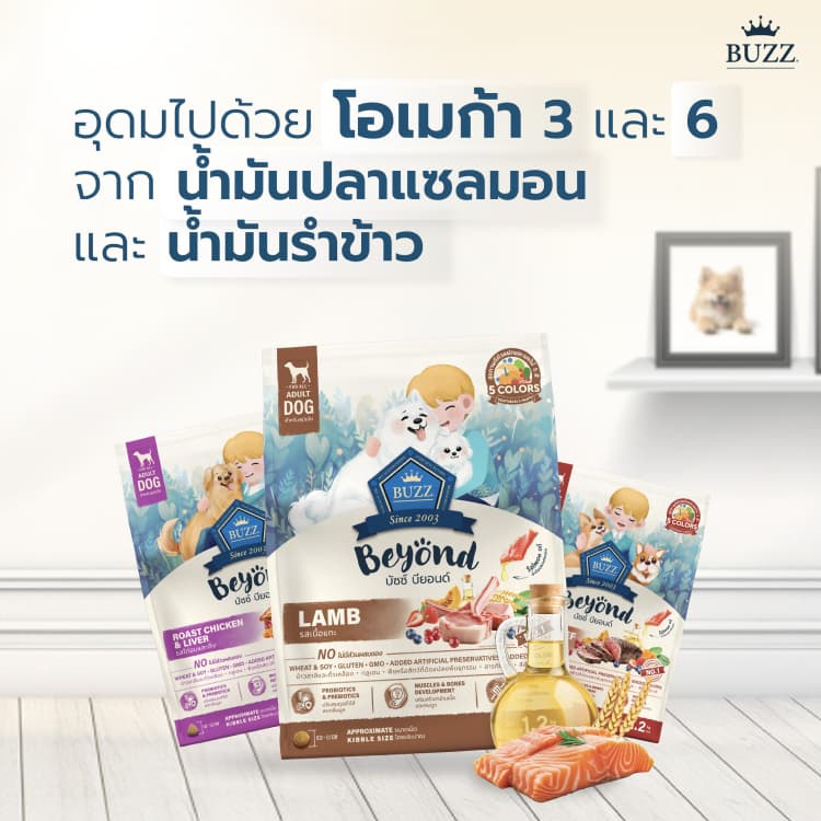 { ล็อตใหม่ } Buzz Beyond อาหารสุนัข บัซซ์ บียอนด์ หมาโต ลูกหมา แซลมอน เนื้อ ไก่ตับ แกะ ขนาด 1 - 1.2 กิโลกรัม รูปที่ 4