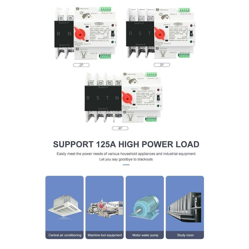 ATS 2P 63A/100A Dual Power ATS สวิทช์ ไฟฟ้า ats Automatic transfer switch เวลาในการเปลี่ยนน้อยกว่า 30ms รูปที่ 3