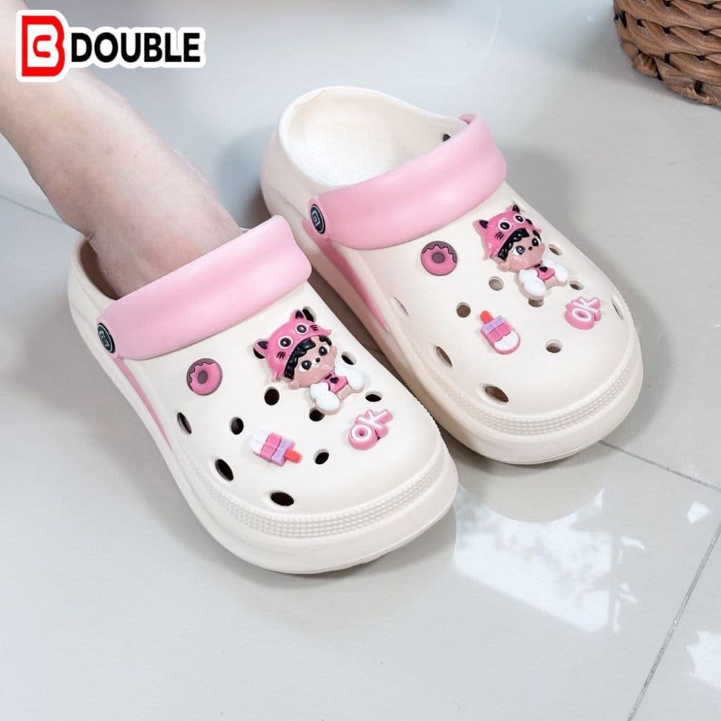 BB DOUBLE รุ่นOW022-5 รองเท้าหัวโตผู้หญิง ฟรีตัวติดการ์ตูนสุดน่ารัก เสริมส้นสูง 3cm. รูปที่ 4