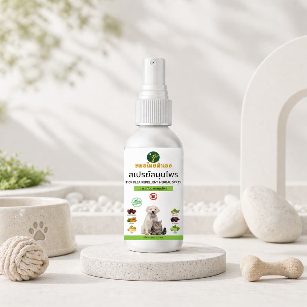หมอไทยทำเอง สเปรย์ดูแลผิวหนังสัตว์เลี้ยง ที่มีปัญหา สุนัขและแมว 100 ml. สมุนไพร หมอไทยทำเอง รูปที่ 3