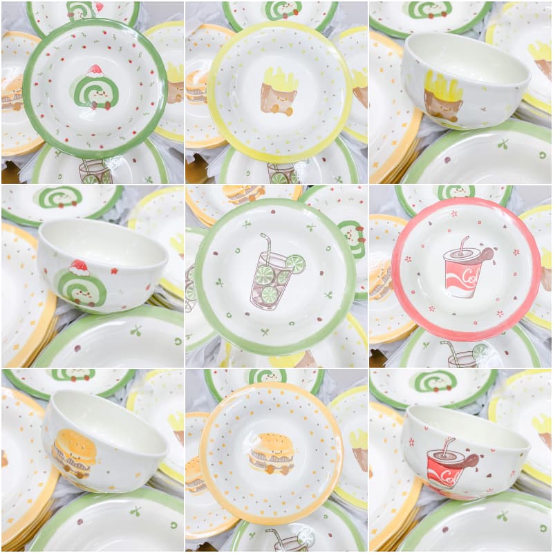 จาน ชาม ถ้วย เซรามิค ขนาด7นิ้ว ขนาด8นิ้ว 4.5นิ้ว ลายน่ารัก รูปที่ 2