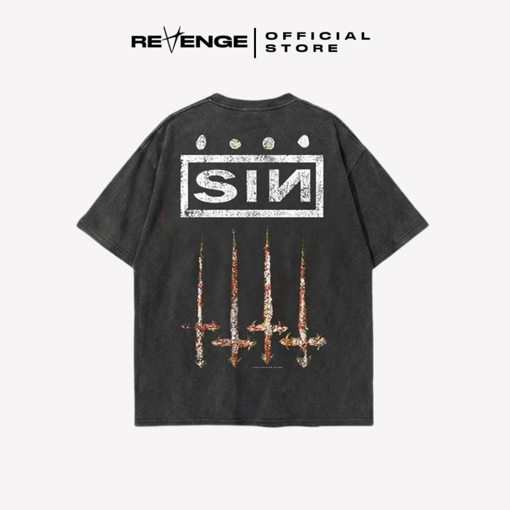 REVENGE Vintage Street – SIN เสื้อยืดสีฟอกเฟด วินเทจพรีเมี่ยม ผ้า Cotton USA งาน DTG คุณภาพสูง รุ่น RE020 รูปที่ 3