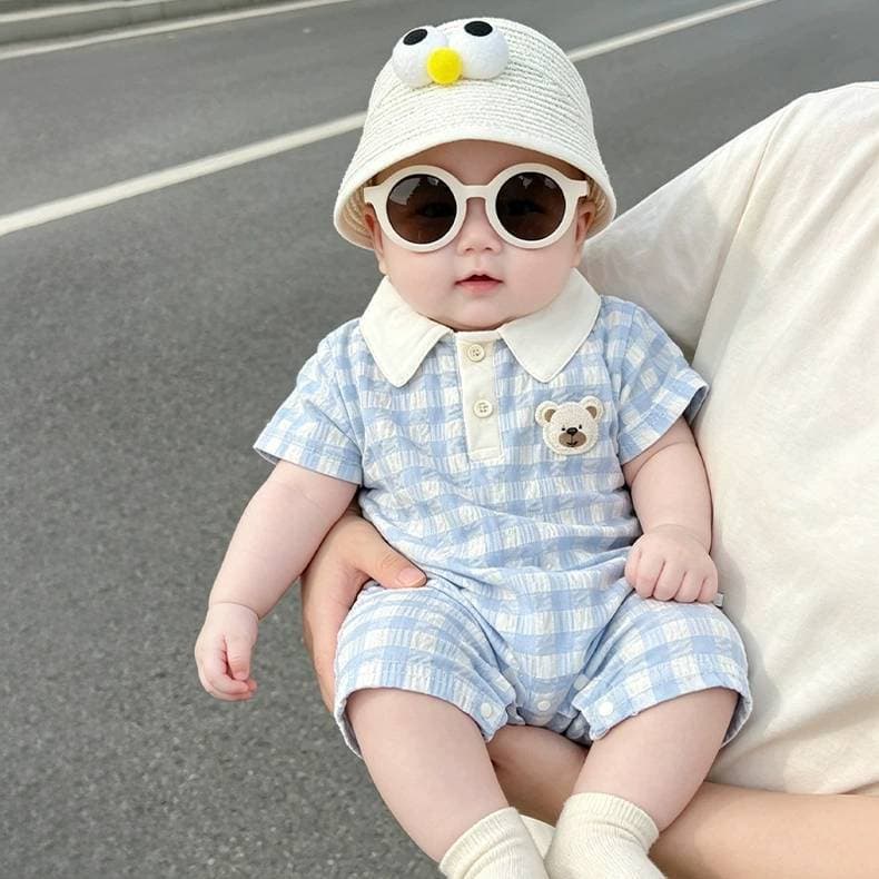 NT BABY-231 ชุดจั๊มสูทเด็กลายทางฟ้า คอปกหมีน้อย ลุคคุณหนู ใส่สบาย รูปที่ 2