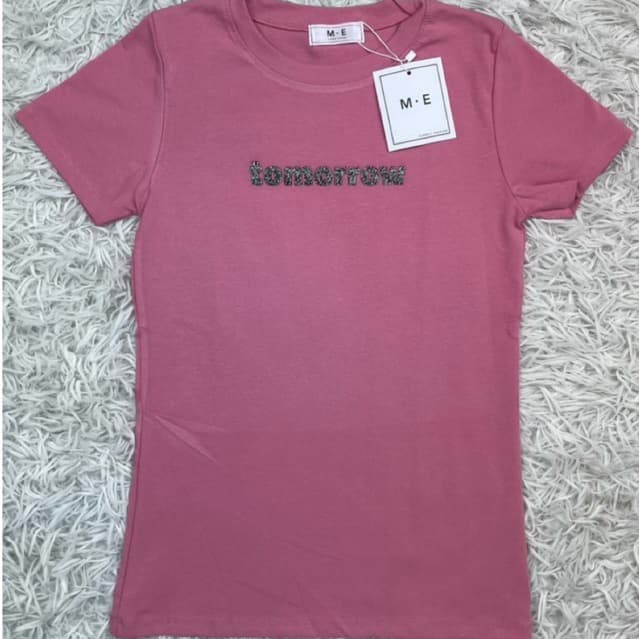 เสื้อยืดคอกลมแขนสั้น รีดเพชรลาย tomorrow ป้าย ME รูปที่ 6