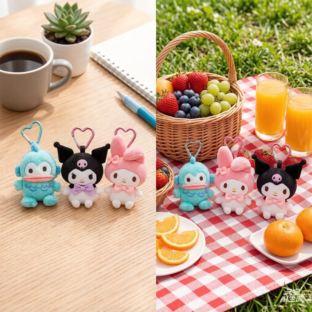 Sanrio ซานริโอ้ พวงกุญแจ พวงกุญแจตุ๊กดา จี้ตุ๊กตาปุ่มรักขนาดเล็ก รูปที่ 5