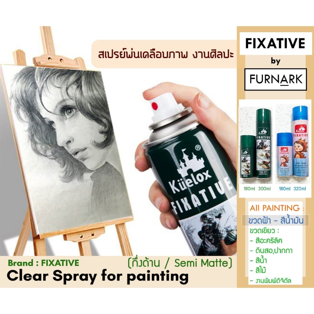 สเปรย์เคลือบภาพ FIXATIVE เคลือบงานศิลปะ สีอคริลิค สีน้ำมัน สีชอล์ค สีไม้ ป้องกันฝุ่น เชื้อรา และคราบ รูปที่ 2