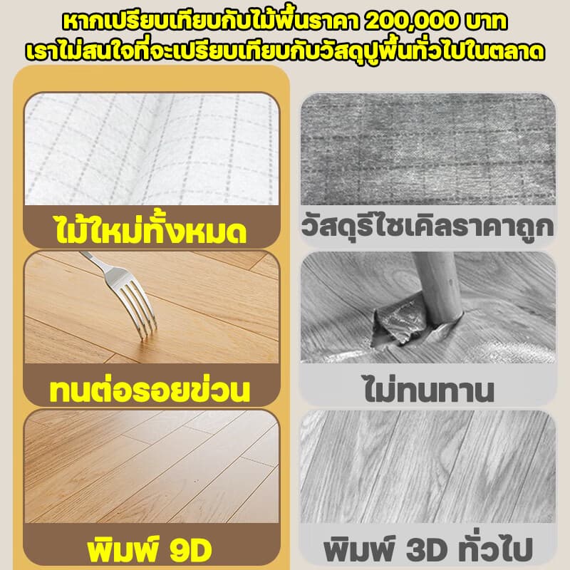 เสื่อน้ำมัน พื้นPVC ลายไม้ธรรมชาติ สวยเหมือนจริง หนาขึ้นพิเศษ กันน้ำกันชื้น ทนรอยขีดข่วน ทำความสะอาดง่าย เหมาะปูพื้นบ้าน รูปที่ 5