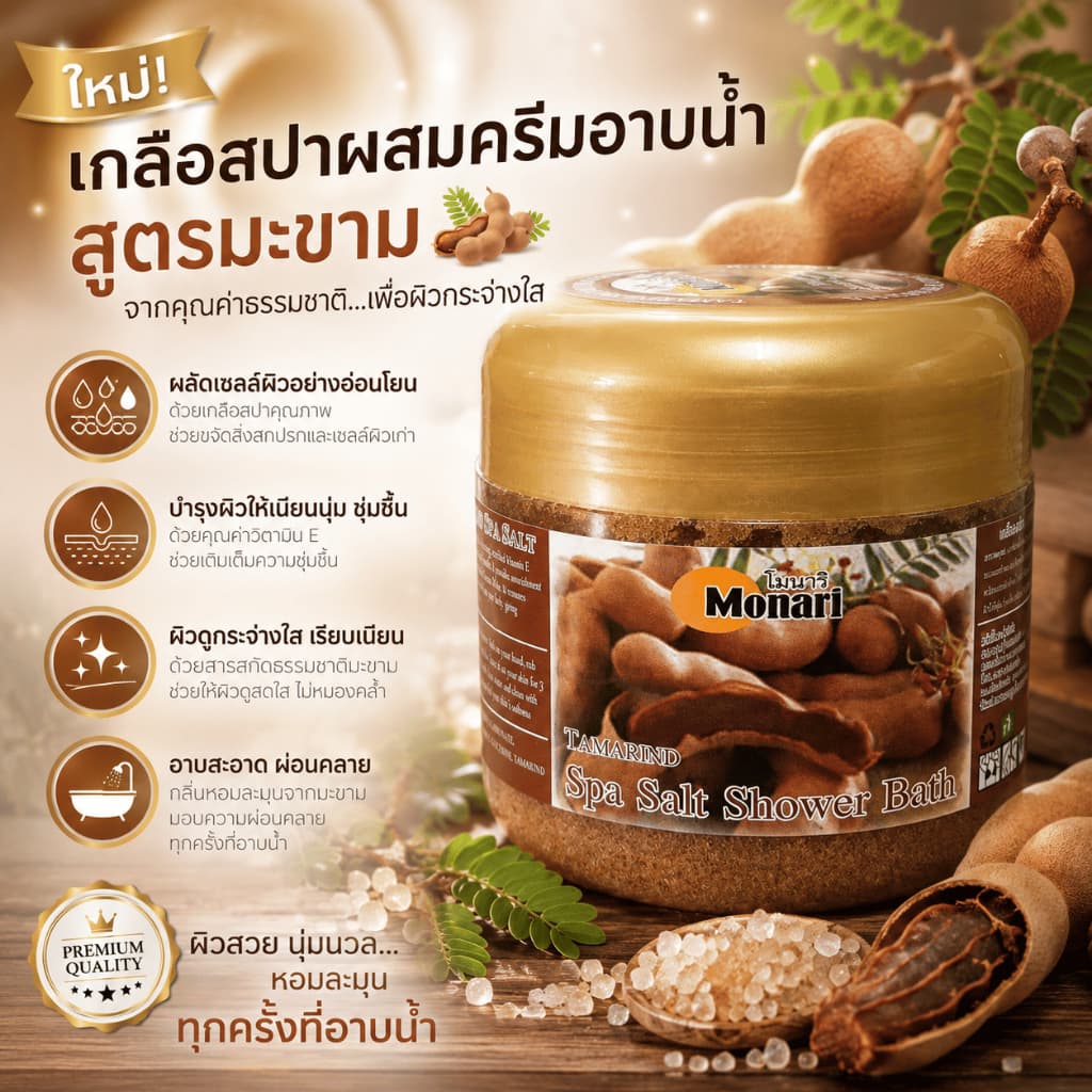 เกลือสปา สูตรผสมผงมะขาม ขนาด800กรัม รูปที่ 1