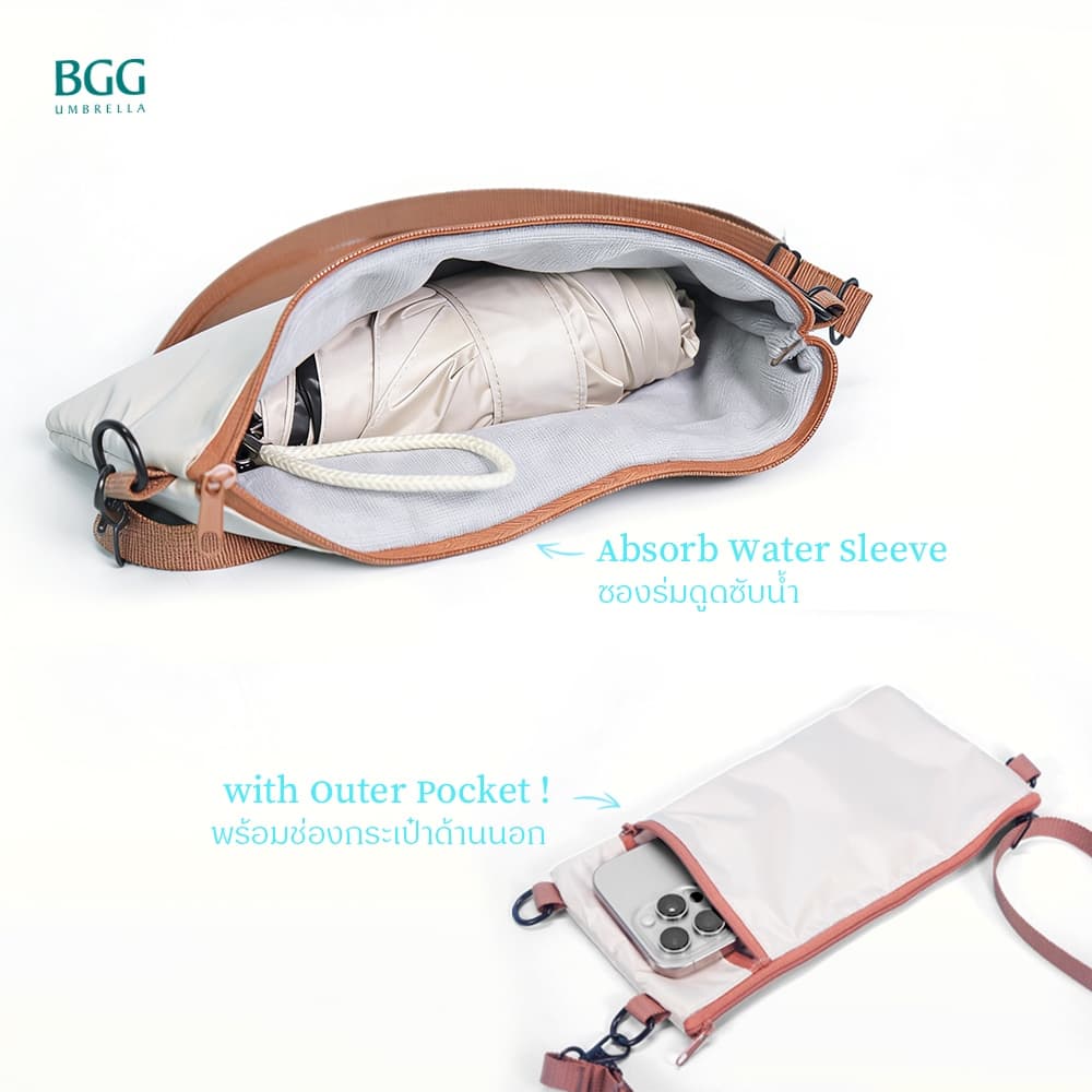 BGG UPF50+ UV Cut 100% 5-Fold Crossbody Folding Umbrella ร่มพับ 5ตอน กันแดด กันยูวี100% สะพายข้าง รูปที่ 4