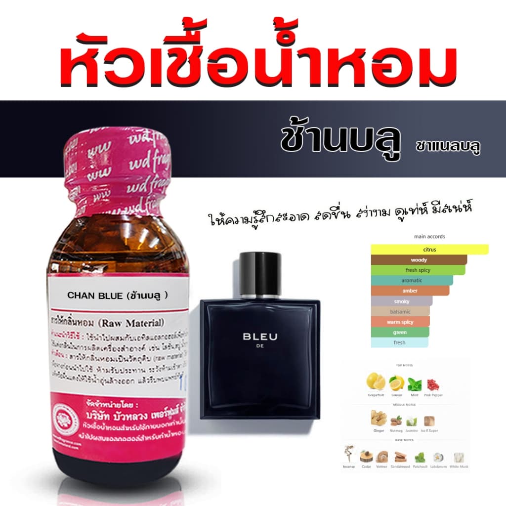 หัวเชื้อน้ำหอม 100% กลิ่น ชาแนลบลู กลิ่นหอม ติดทนนาน อบอุ่น น่าซบ {{ }} - Bualuang Perfume รูปที่ 1