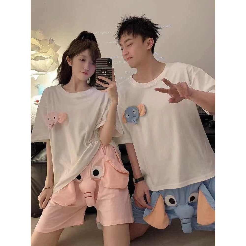 กางเกงขาสั้นใส่บ้านคู่รักยอดฮิต ดีไซน์ช้างบิน3D กดงวงมีเสียงสนุก น่ารักอินเทรนด์สุดฮิต เอวยืดหยุ่นไม่รัดเอว ผ้านุ่มละเอ รูปที่ 4