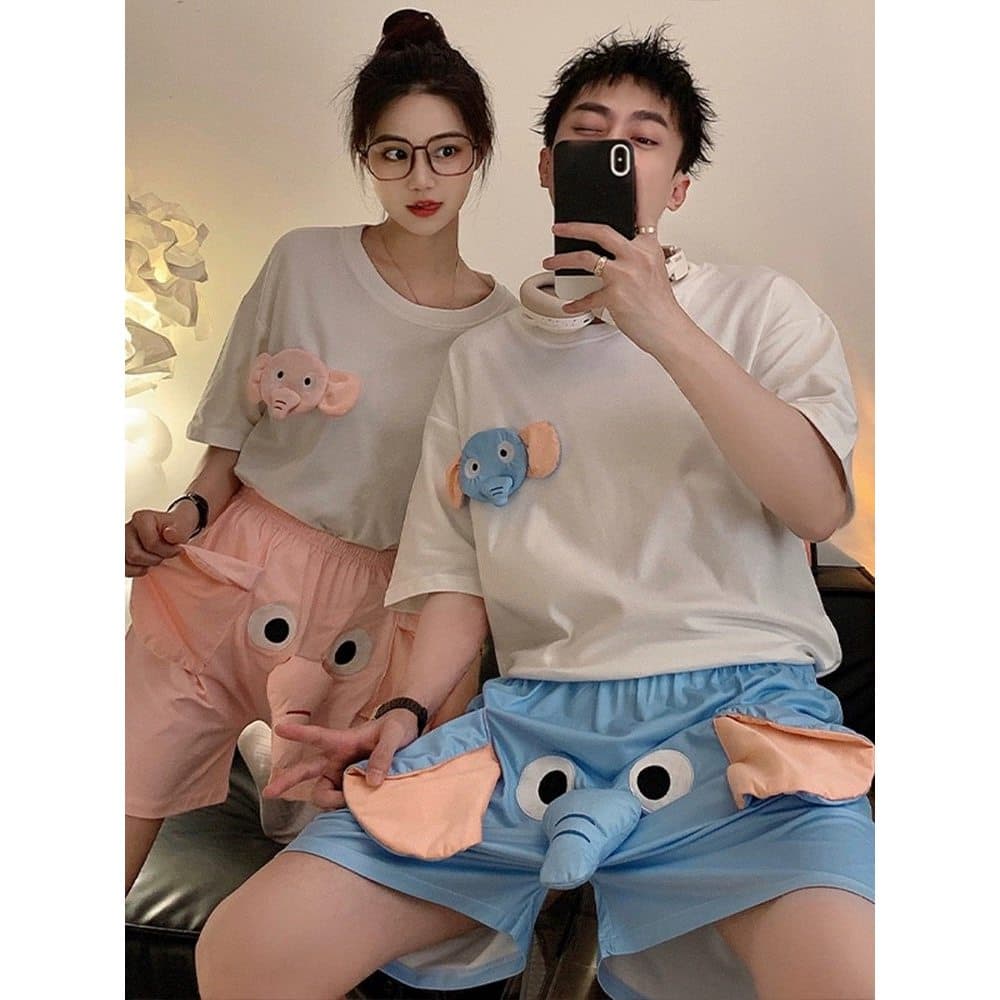 กางเกงขาสั้นใส่บ้านคู่รักยอดฮิต ดีไซน์ช้างบิน3D กดงวงมีเสียงสนุก น่ารักอินเทรนด์สุดฮิต เอวยืดหยุ่นไม่รัดเอว ผ้านุ่มละเอ รูปที่ 6