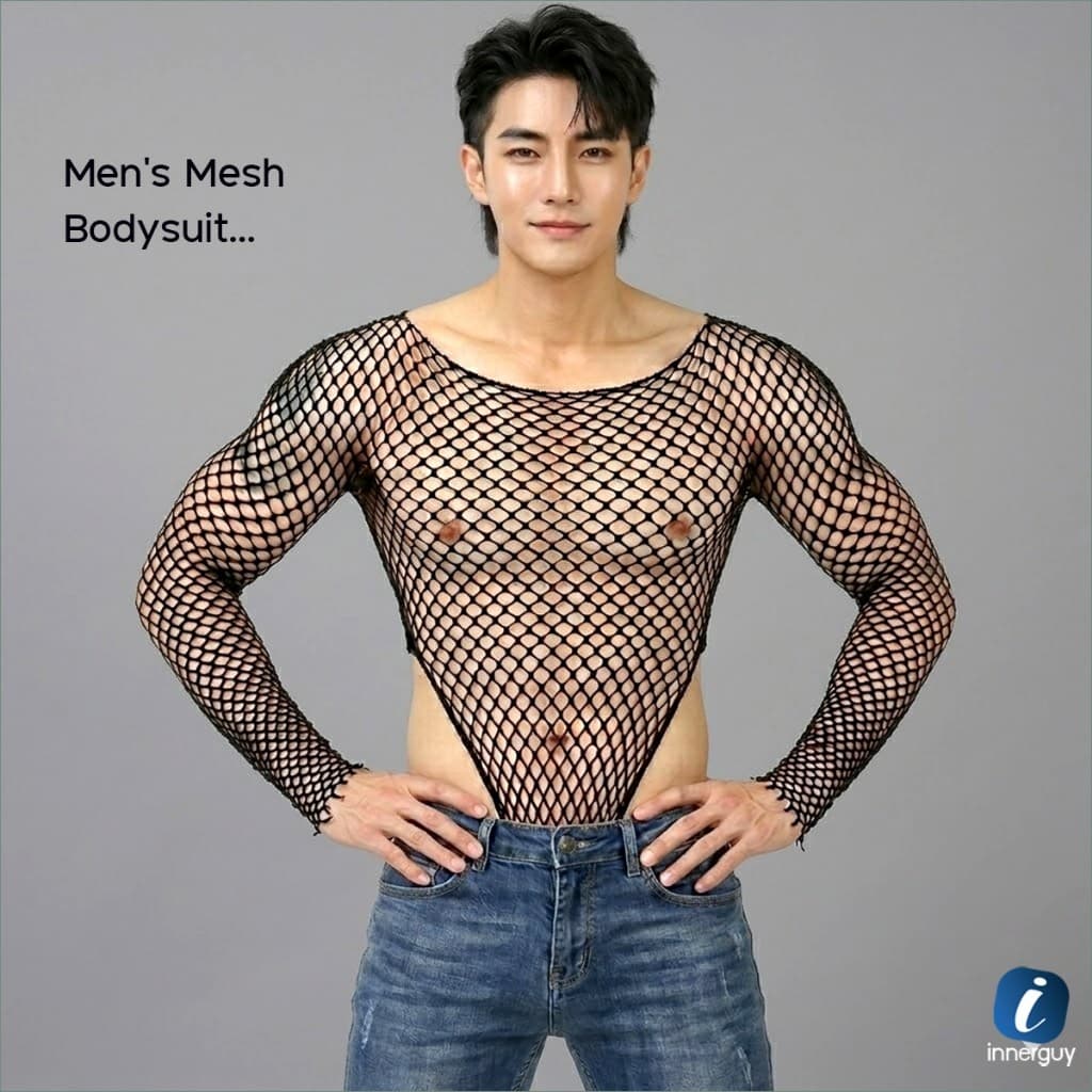 ชุดบอดี้สูทตาข่ายชาย แขนยาวดีไซน์ซีทรูเซ็กซี่ เนื้อผ้าพรีเมียม ยืดหยุ่นสูง แมตช์ง่ายกับกางเกงยีนส์ รูปที่ 8