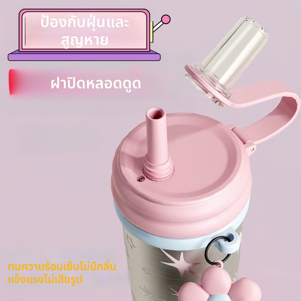 แก้วเก็บความเย็น สแตนเลสSUS316L เก็บความร้อน-เย็นได้ มีสายคล้อง ที่กรองชา เก็บความร้อน-เย็นได้ 750ml รูปที่ 6
