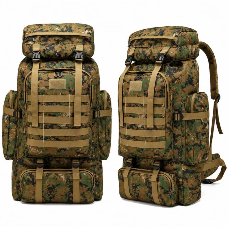 กระเป๋าเดินทาง 80L Backpack กันน้ำ ใบใหญ่ รุ่นลายทหาร / สีดำ กระเป๋าเดินป่า แคมป์ปิ้ง Outdoor จุเยอะ ทนทาน รูปที่ 4