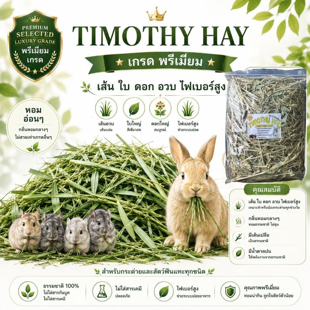 หญ้าเกรดนำเข้า ทิมโมธี 1กก Timothy คัท1 ใบเยอะ ดอกเยอะ ขายดี รูปที่ 5