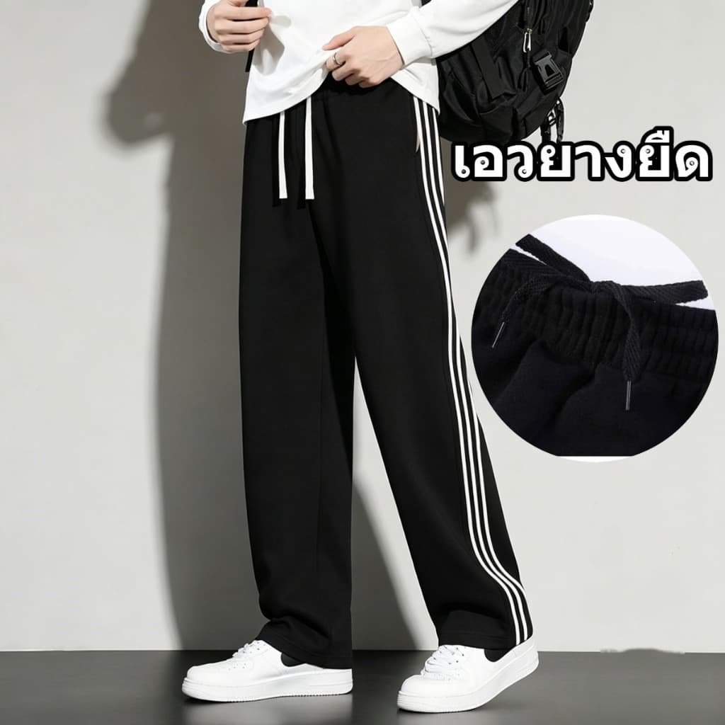 60-130KG กางเกงวอร์มบิ๊กไซต์ กางเกงวอร์ม ผู้ชาย ไซส์ ใหญ่ ทรงตรง ทรงหลวม สไตล์อเมริกันวินเทจ เหมาะกับทุกรูปขา รูปที่ 9