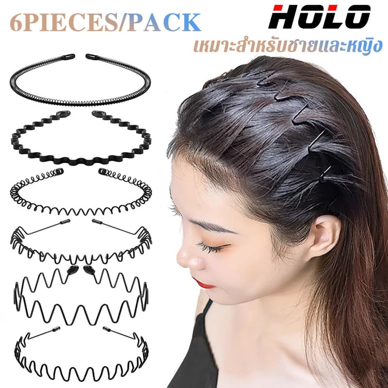 6PIECES/PACK แฟชั่น ความเรียบง่าย ที่คาดผม เหมาะสำหรับ ชาย ผู้หญิง ล่องหน ป้องกันการลื่นไถล ที่คาดผม กีฬาที่สะดวก /ล้างห รูปที่ 2