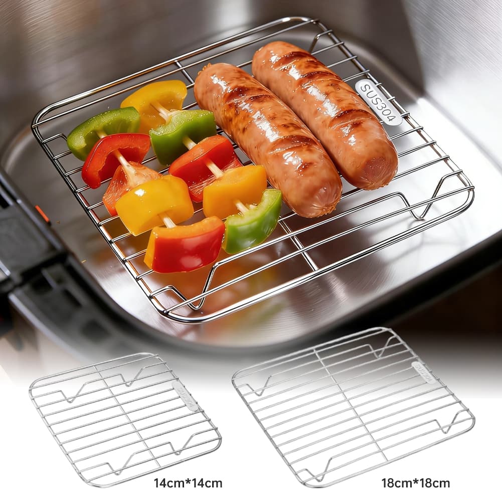 304 Stainless Steel Air Fryer Rack 2cm Raised Feet for Oven Microwave Grid Cooking Rack Even Heat รูปที่ 3