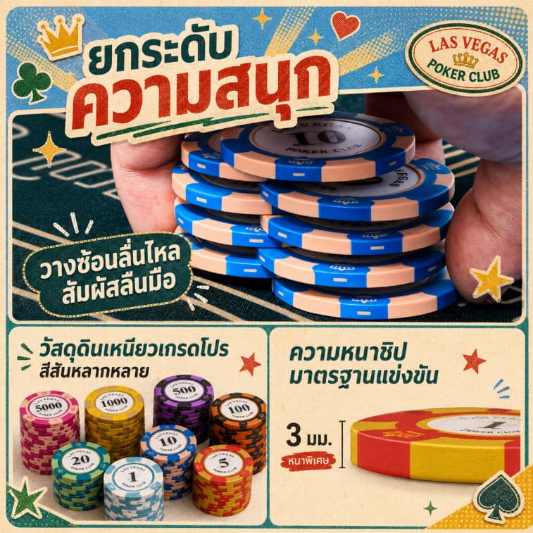 20 ชิ้น/ชุด ชิปดินเหนียวคุณภาพดี น้ำหนัก 14 กรัม/ชิ้น เหมาะสำหรับเล่นสนุกในครอบครัว งานปาร์ตี้ รูปที่ 2