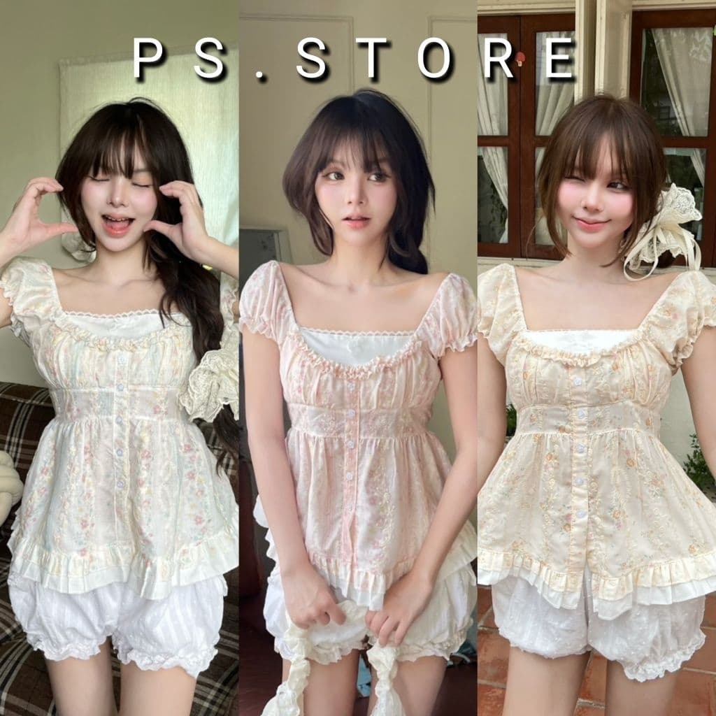 Sherlyn : เสื้อแขนตุ๊กตาเลเยอร์2ชั้น แต่งขอบระบาย รูปที่ 2