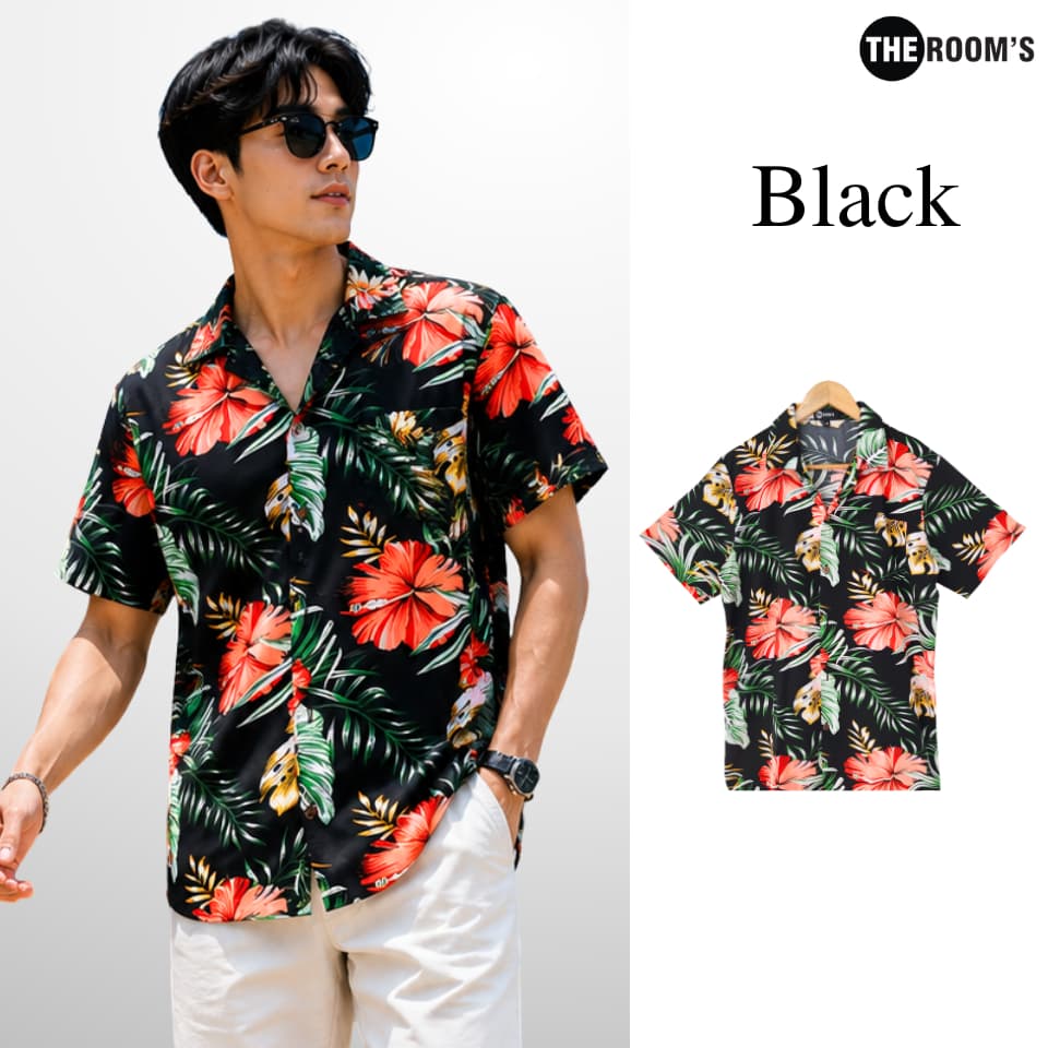 THE ROOM'S - เดอะรูม เสื้อฮาวาย โคตรนุ่ม แขนสั้น ไม่ต้องรีด เสื้อยับยาก ผ้าดีมาก ลาย ป๊อปปี้ รูปที่ 2