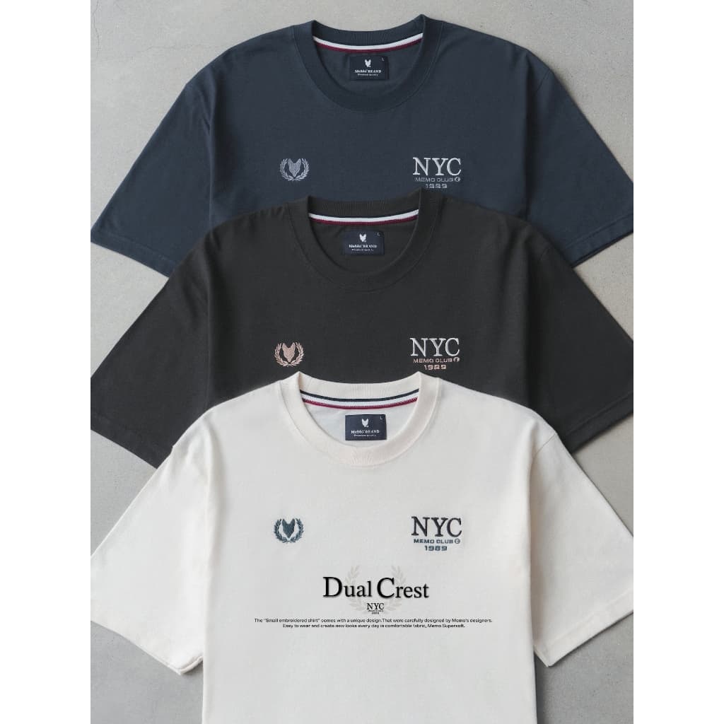 MeMo™ | NEW | Dual Crest งานปักนูน + twill ผ้า Supersoft แขนสั้น ทรง Unisex รูปที่ 1