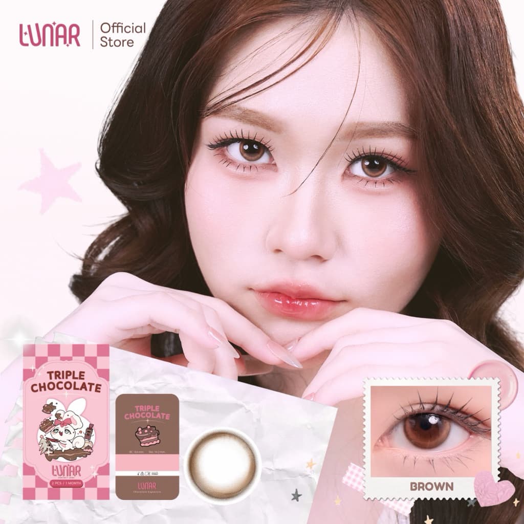 LUNAR - Triple Chocolate คอนแทคเลนส์สีนํ้าตาลราย1เดือน พร้อมแถมตลับและอุปกรณ์ รูปที่ 3