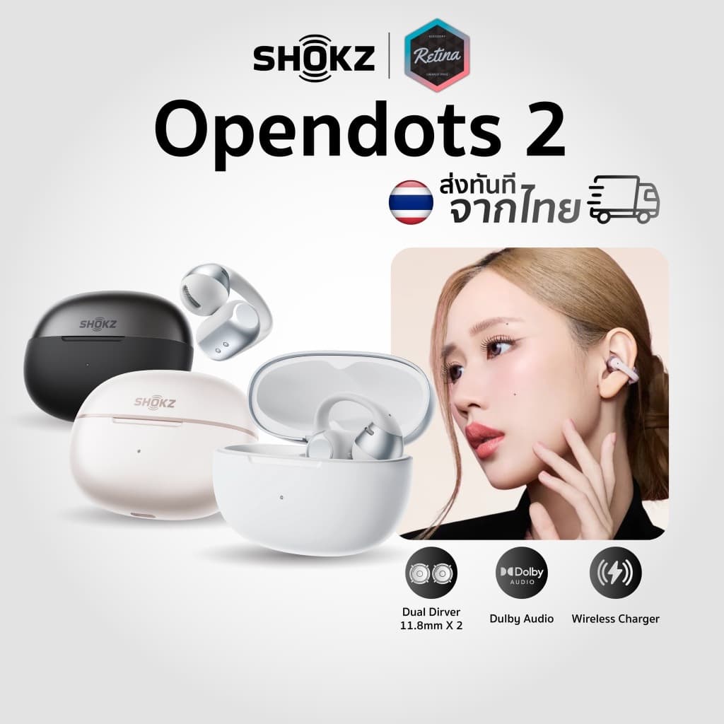 Shokz OPENDOTS 2 หูฟังไร้สาย Open-Ear Clip-On Design ระบบเสียง Dolby Audio Dual Dirver รูปที่ 1