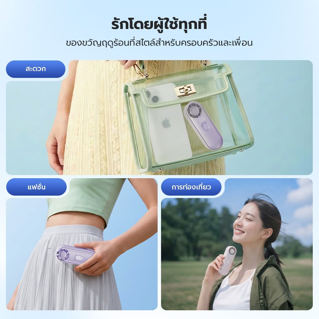 fofox HF20 พัดลมพกพา พัดลมขนาดเล็ก พัดลมขนาแบบพกพา 5000mAh ใช้งาน 20ชม ลมแรง เงียบ พัดลมมือถือ Mini Fan รูปที่ 3