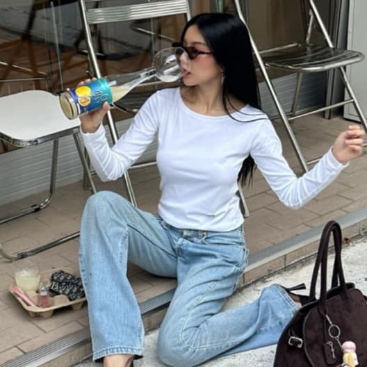 เสื้อแขนยาว ผ้านุ่มยืด ทรงเข้ารูป Minimal Muse Top รูปที่ 3