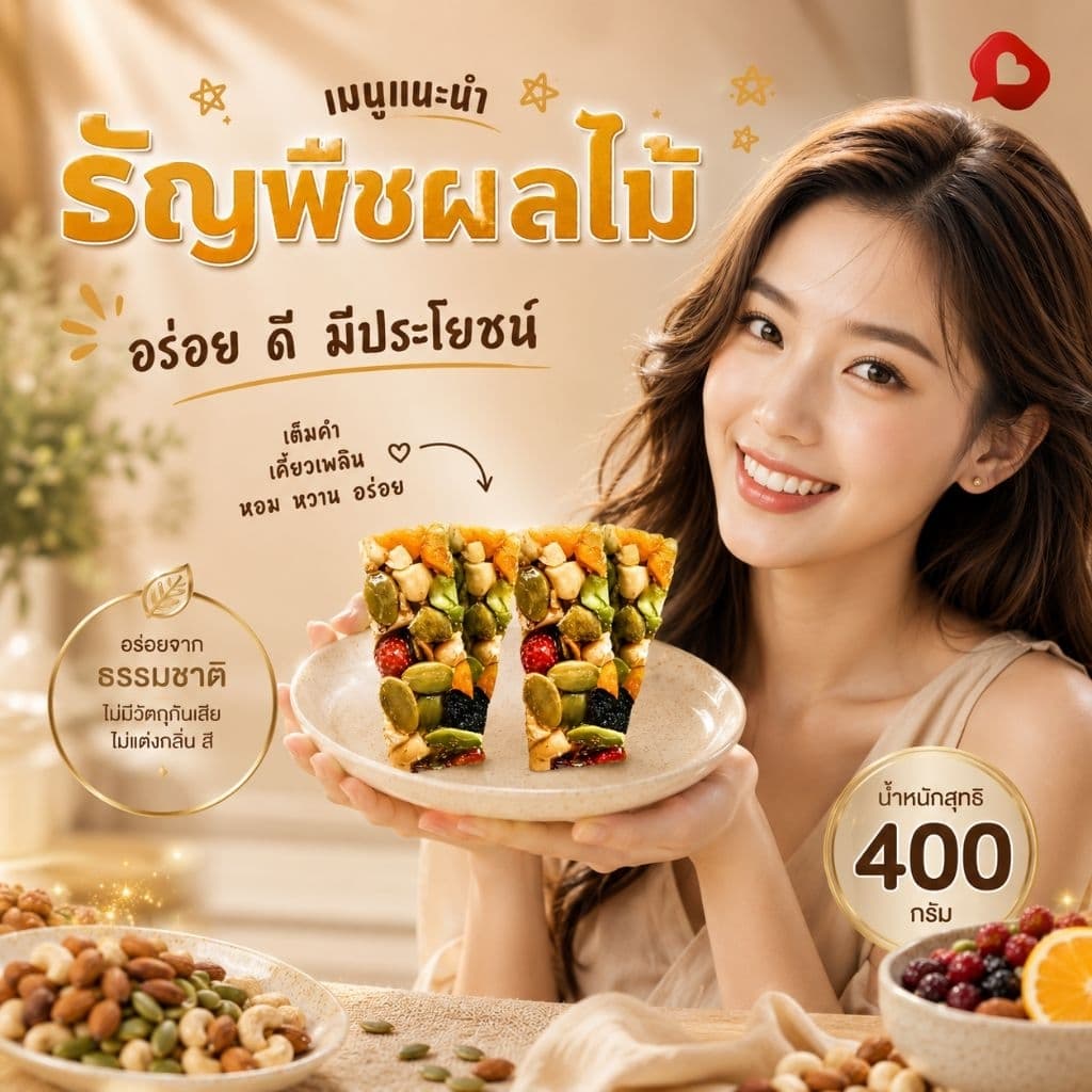 ธัญพืชผลไม้ อัดแท่ง !! หอม กรอบ หวาน เปรี้ยว ไม่เลี่ยน ไม่หืนรสชาติไม่เหมือนใครอร่อยลงตัว รูปที่ 4