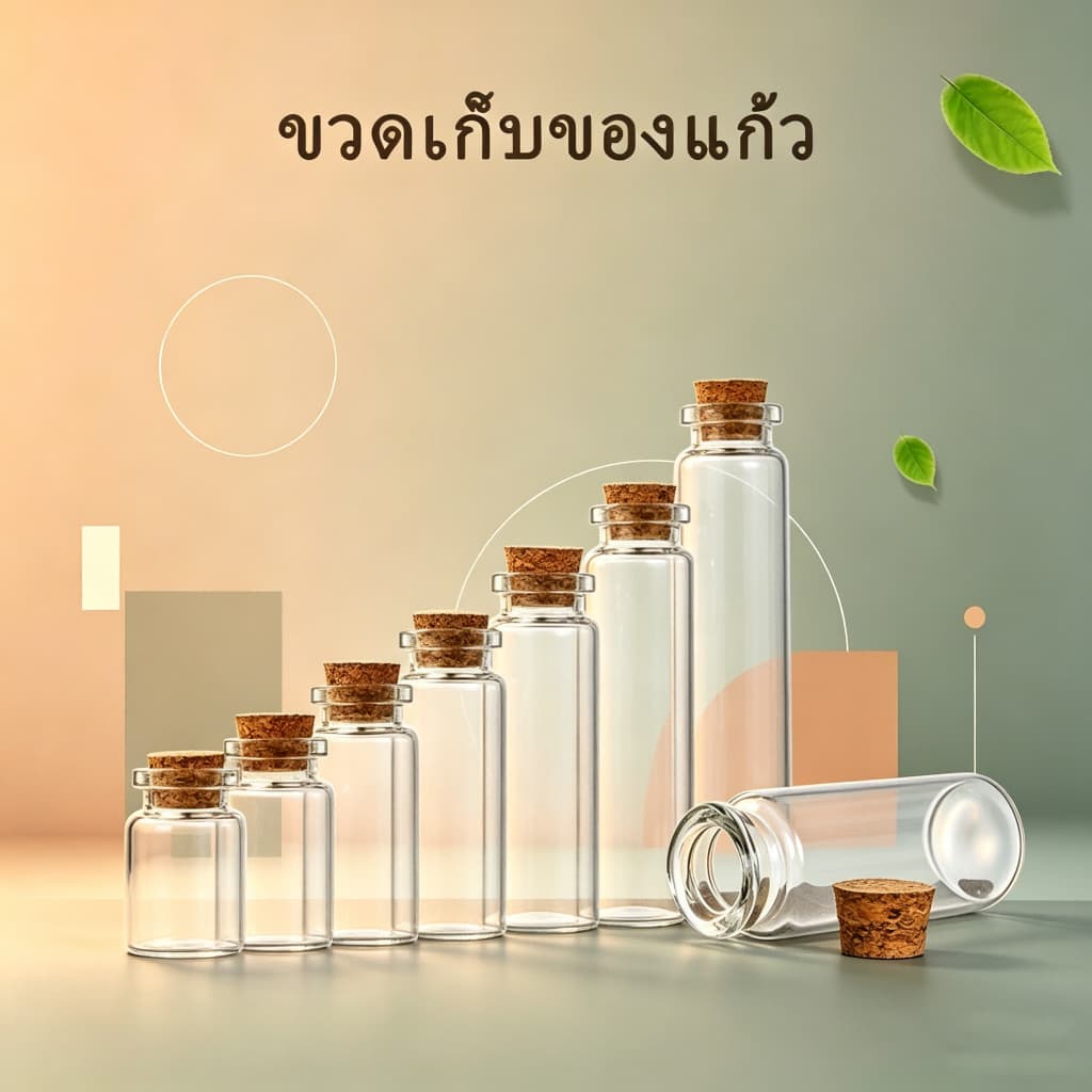 มินิขวดแก้วจํานวนมากชุด10ชิ้น,7ขนาด3-8เซนติเมตรความสูงสําหรับงานฝีมือ ทําเอง/พรรคตกแต่ง/ร้านขายยา,จุก-ปิดผนึกภาชนะใส5 รูปที่ 2