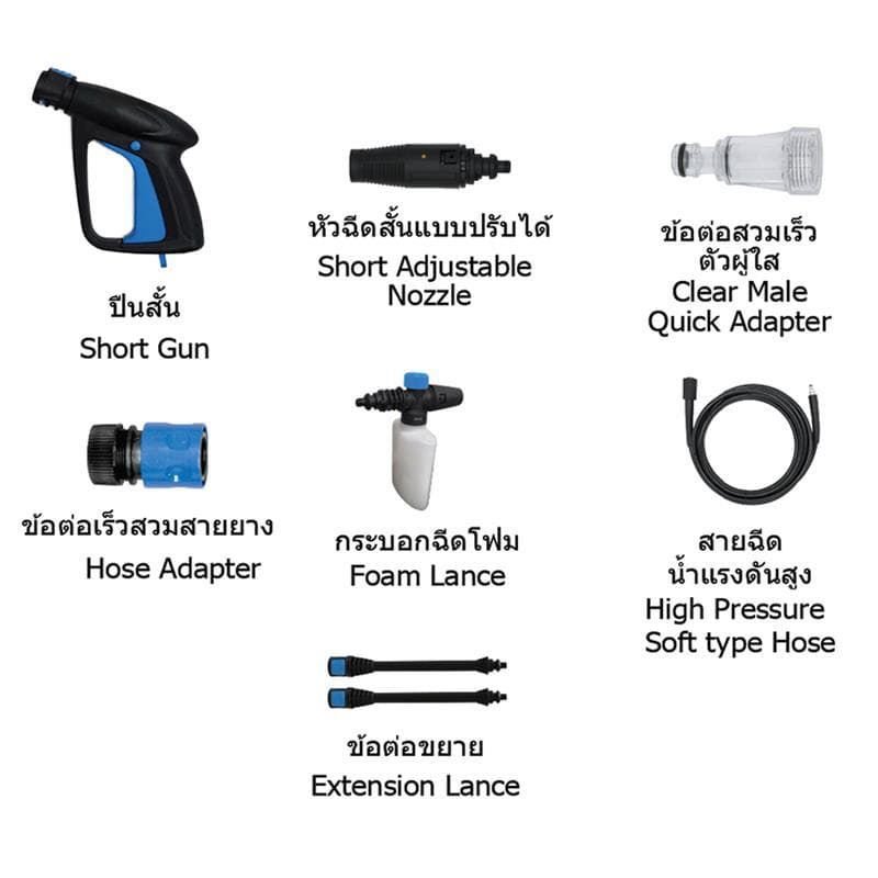 ซินซาโน่ เครื่องฉีดน้ำแรงดันสูง สีฟ้า FA0803 80บาร์ / FA0903 90บาร์/ FA1005 100บาร์ ZINSANO HIGHPRESSURE WASHER รูปที่ 8